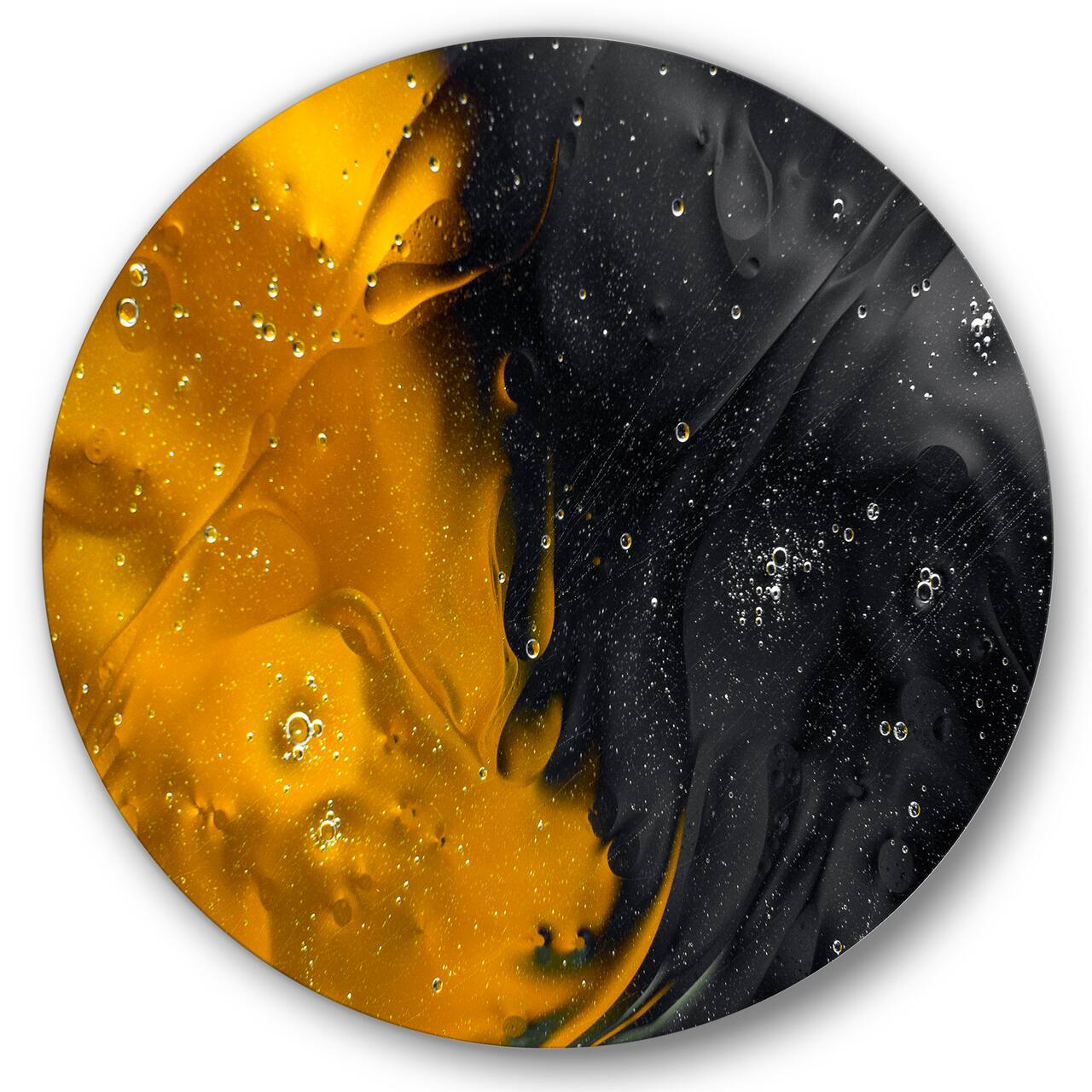 Designart - Marriage of Yellow and Black - Modern Metal Circle Wall Art